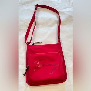 Tommy Hilfiger Red Crossbody nylon shoulder bag. Used in good conditions.
